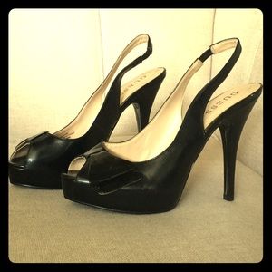 Guess Black Slingback Pumps Bow Ruffle